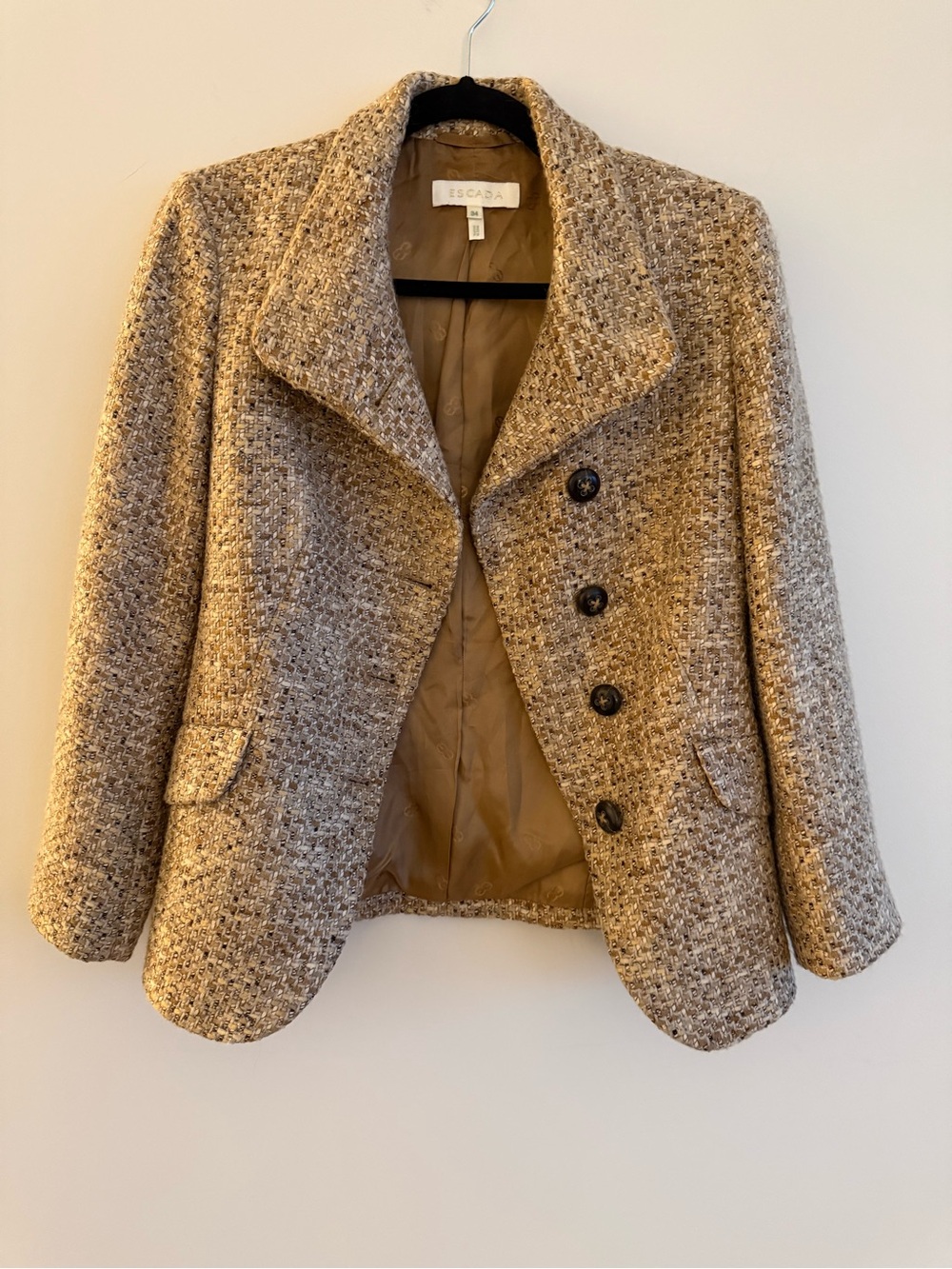 Vintage Escada Neutral Beige Tweed Blazer Like New